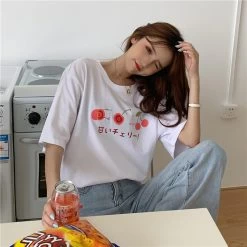Kawaii Casual Fruit Print T-Shirt 10 Kawaii Casual Fruit Print T-Shirt -Kawaii Fashion Shop Summer T Shirt Women fruit printed 2021 new short sleeve T shirt female wholesale Female Tee 3