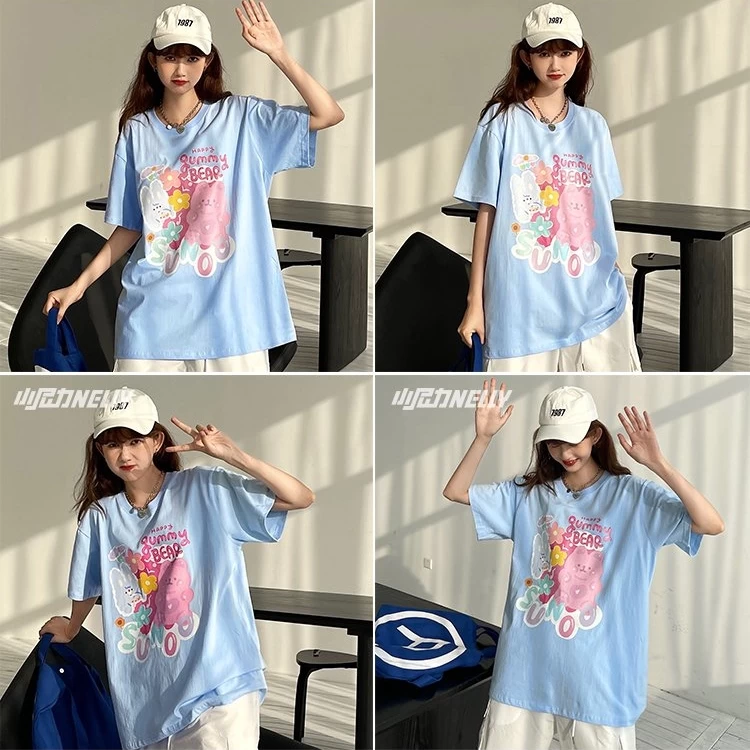 Summer Trend Cartoon Bear All-match T-shirt 5 Summer Trend Cartoon Bear All-match T-shirt - Image 3