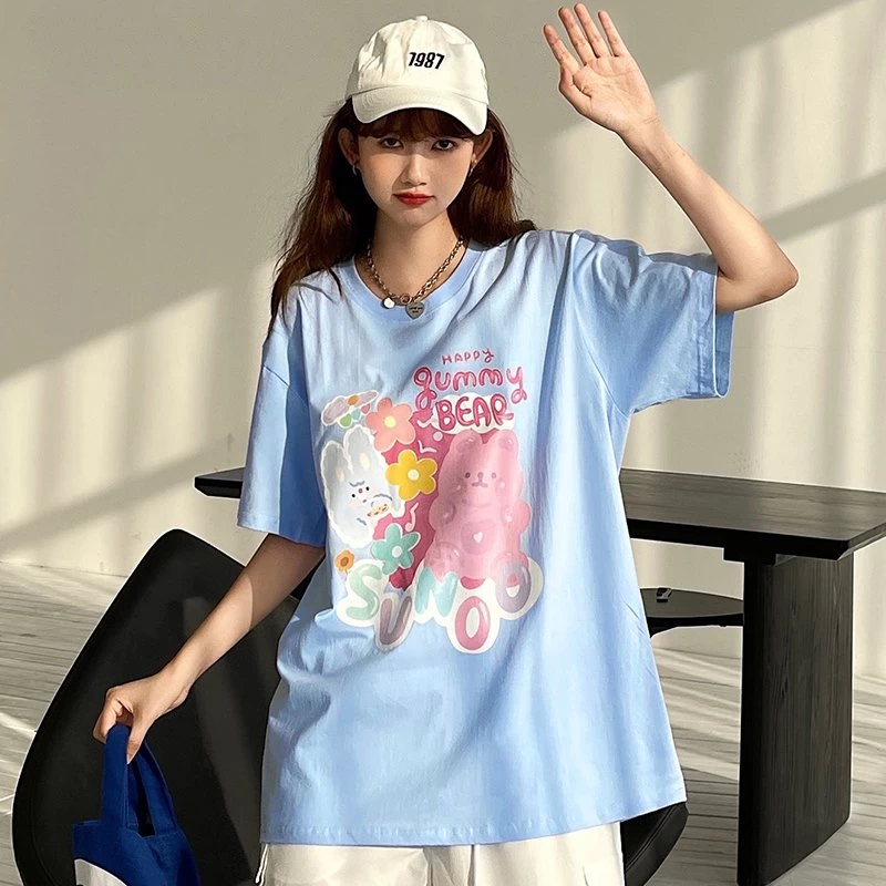 Summer Trend Cartoon Bear All-match T-shirt 4 Summer Trend Cartoon Bear All-match T-shirt - Image 2
