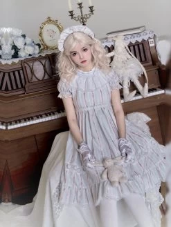 Summer White Doll Style Lolita OP Dress -Kawaii Fashion Shop Summer White Doll Style Lolita OP Dress 7