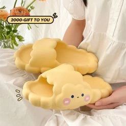 Cute Kawaii Smile Slippers -Kawaii Fashion Shop Summer Women Men s Slippers Thick Platform Beach Slide Sandals Non slip Flip Flops Funny Design 2