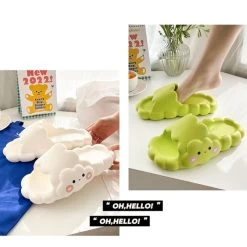 Cute Kawaii Smile Slippers -Kawaii Fashion Shop Summer Women Men s Slippers Thick Platform Beach Slide Sandals Non slip Flip Flops Funny Design 3