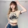 Gothic Print Lace Up Short T-shirt -Kawaii Fashion Shop Summer new style personalized Vintage printed hot girl T shirt women s street fashion short sleeve