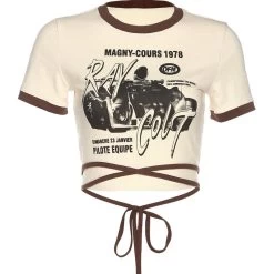 Gothic Print Lace Up Short T-shirt 12 Gothic Print Lace Up Short T-shirt -Kawaii Fashion Shop Summer new style personalized Vintage printed hot girl T shirt women s street fashion short sleeve 4