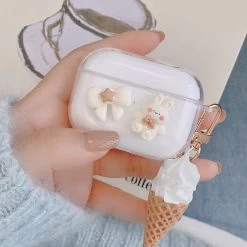 Super Cute Bear AirPods Case -Kawaii Fashion Shop Super Cute Bear Decor Clear Soft Headset Cover for Apple AirPods Pro 3 Case for airpods 3