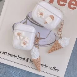 Super Cute Bear AirPods Case -Kawaii Fashion Shop Super Cute Bear Decor Clear Soft Headset Cover for Apple AirPods Pro 3 Case for airpods 4