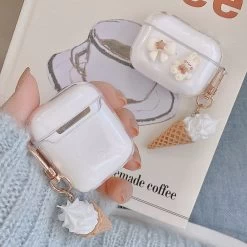 Super Cute Bear AirPods Case -Kawaii Fashion Shop Super Cute Bear Decor Clear Soft Headset Cover for Apple AirPods Pro 3 Case for airpods 5