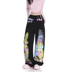 Sweet Cool Dopamine Style Graffiti Print Straight Pants 11 Sweet Cool Dopamine Style Graffiti Print Straight Pants -Kawaii Fashion Shop Sweet And Cool Dopamine Style Graffiti Print Straight Pants 6