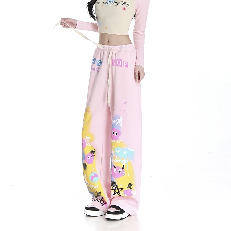 Sweet Cool Dopamine Style Graffiti Print Straight Pants 4 Sweet Cool Dopamine Style Graffiti Print Straight Pants - Image 2