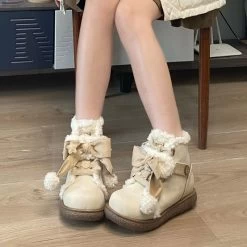 Sweet And Cute Round Toe Plush Snow Boots 13 Sweet And Cute Round Toe Plush Snow Boots -Kawaii Fashion Shop Sweet And Cute Round Toe Plush Snow Boots 9