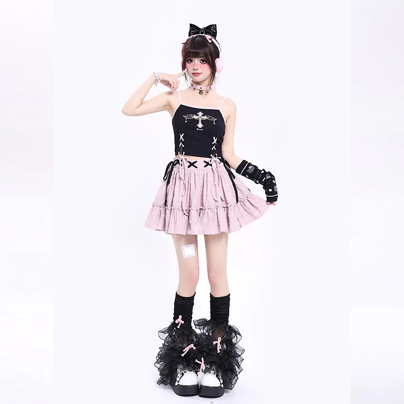 Sweet Ballet Style Pink Strappy Skirt 5 Sweet Ballet Style Pink Strappy Skirt - Image 3