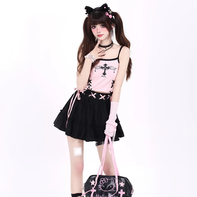 Sweet Ballet Style Pink Strappy Skirt 8 Sweet Ballet Style Pink Strappy Skirt - Image 6