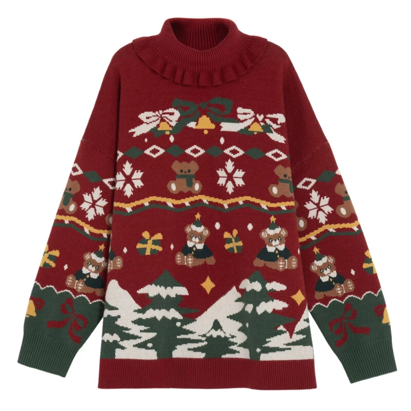 Sweet Christmas Bear Turtleneck Sweater 5 Sweet Christmas Bear Turtleneck Sweater - Image 3