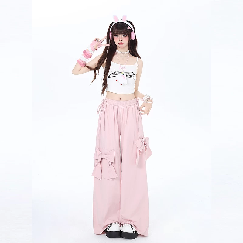 Sweet Dopamine Style Pink Bow Wide Leg Pants 7 Sweet Dopamine Style Pink Bow Wide Leg Pants - Image 5