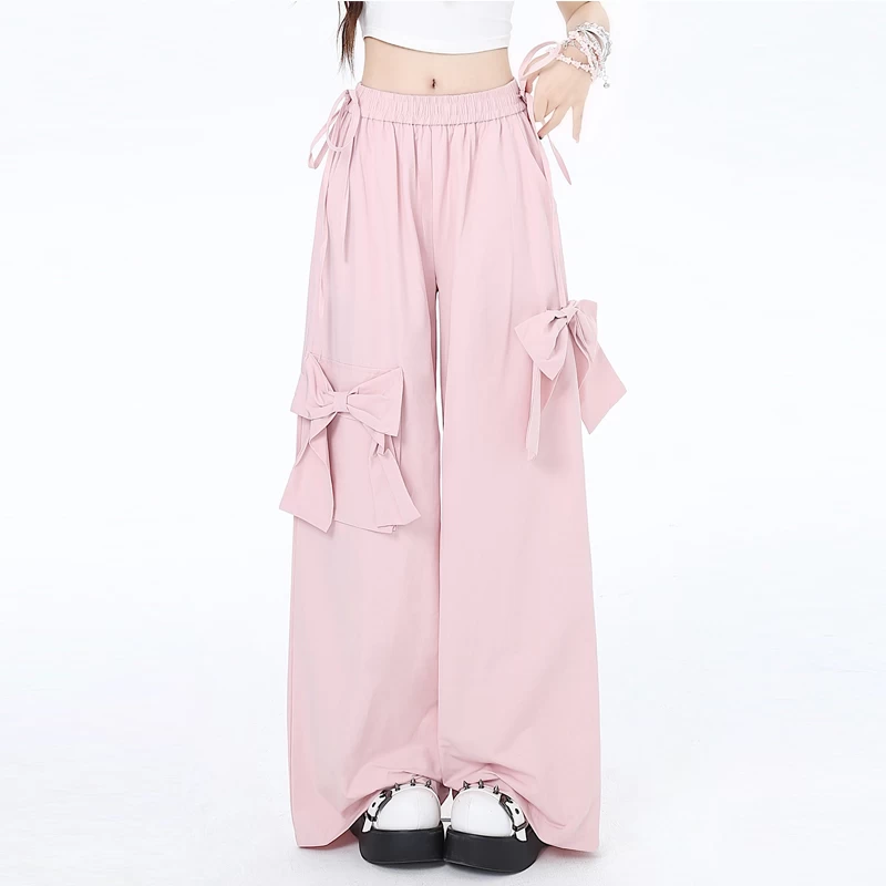 Sweet Dopamine Style Pink Bow Wide Leg Pants 3 Sweet Dopamine Style Pink Bow Wide Leg Pants