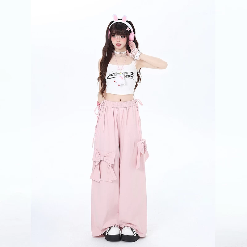Sweet Dopamine Style Pink Bow Wide Leg Pants 4 Sweet Dopamine Style Pink Bow Wide Leg Pants - Image 2