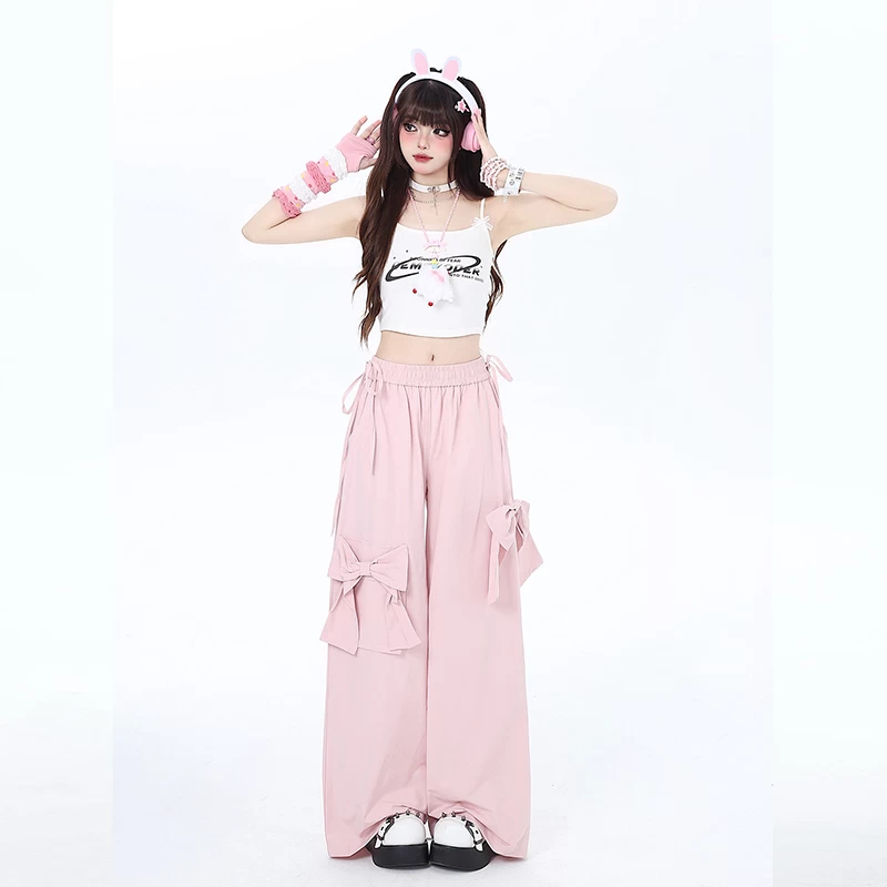 Sweet Dopamine Style Pink Bow Wide Leg Pants 5 Sweet Dopamine Style Pink Bow Wide Leg Pants - Image 3