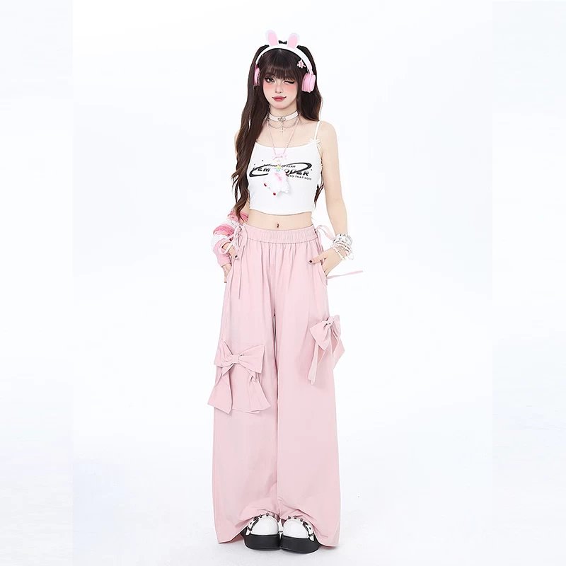 Sweet Dopamine Style Pink Bow Wide Leg Pants 6 Sweet Dopamine Style Pink Bow Wide Leg Pants - Image 4