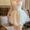 Korean Sweet Fairy Mini Dress -Kawaii Fashion Shop Sweet Elegant Beach Seaside Vacation Fairy Party Mini Dress Summer Kawaii Girl Mesh Sling A Line