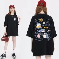 Sweet Girl Style Cartoon Hand-Painted Small Shark Print T-shirt -Kawaii Fashion Shop Sweet Girl Style Cartoon Hand Painted Small Shark Print T shirt 10