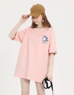 Sweet Girl Style Cartoon Hand-Painted Small Shark Print T-shirt -Kawaii Fashion Shop Sweet Girl Style Cartoon Hand Painted Small Shark Print T shirt 2