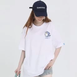 Sweet Girl Style Cartoon Hand-Painted Small Shark Print T-shirt -Kawaii Fashion Shop Sweet Girl Style Cartoon Hand Painted Small Shark Print T shirt 3