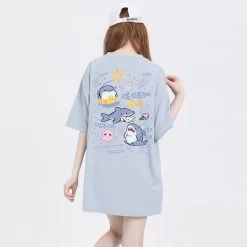 Sweet Girl Style Cartoon Hand-Painted Small Shark Print T-shirt -Kawaii Fashion Shop Sweet Girl Style Cartoon Hand Painted Small Shark Print T shirt 5