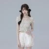 Sweet Girl Style Dark Pattern White Shorts