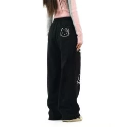 Sweet Girl Style Graffiti Hello Kitty Printed Straight Pants -Kawaii Fashion Shop Sweet Girl Style Graffiti Hello Kitty Printed Straight Pants 5