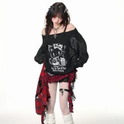 Sweet Girl Style Hello Kitty Printed Off-shoulder Long Sleeve T-shirt 14 Sweet Girl Style Hello Kitty Printed Off-shoulder Long Sleeve T-shirt -Kawaii Fashion Shop Sweet Girl Style Hello Kitty Printed Off shoulder Long Sleeve T shirt 6
