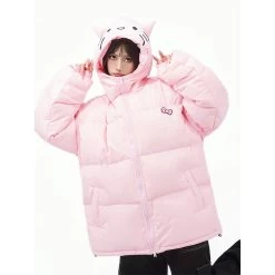 Sweet Girl Style Kitty Cat Embroidered Thickened Jacket