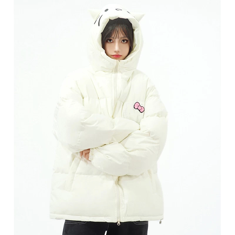 Sweet Girl Style Kitty Cat Embroidered Thickened Jacket 6 Sweet Girl Style Kitty Cat Embroidered Thickened Jacket - Image 4