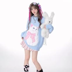 Sweet Girl Style Pink Cartoon Cat Embroidered Sweatshirt 14 Sweet Girl Style Pink Cartoon Cat Embroidered Sweatshirt -Kawaii Fashion Shop Sweet Girl Style Pink Cartoon Cat Embroidered Sweatshirt 7