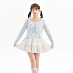 Sweet Girl Style White Fairy Skirt -Kawaii Fashion Shop Sweet Girl Style White Fairy Skirt 3