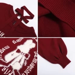 Sweet Girly Christmas Style Lantern Sleeve Sweater -Kawaii Fashion Shop Sweet Girly Christmas Style Lantern Sleeve Sweater 1