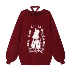 Sweet Girly Christmas Style Lantern Sleeve Sweater -Kawaii Fashion Shop Sweet Girly Christmas Style Lantern Sleeve Sweater 7