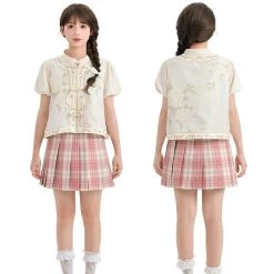 Sweet Girly Pink Grid JK Skirt -Kawaii Fashion Shop Sweet Girly Pink Grid JK Skirt 8