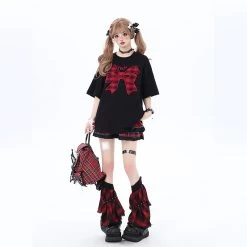 Sweet Girly Style Bow Embroidered Round Neck Loose T-shirt 12 Sweet Girly Style Bow Embroidered Round Neck Loose T-shirt -Kawaii Fashion Shop Sweet Girly Style Bow Embroidered Round Neck Loose T shirt 2