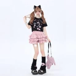 Sweet Girly Style Bow Print T-shirt -Kawaii Fashion Shop Sweet Girly Style Bow Print T shirt 8