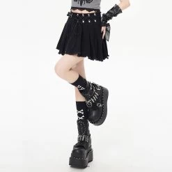 Sweet Girly Style Irregular All-match High-Waisted Pleated Skirt -Kawaii Fashion Shop Sweet Girly Style Irregular All match High Waisted Pleated Skirt 5