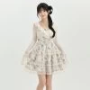 Sweet Girly Style Lace Patchwork Suspender Dress