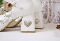 Sweet High-Heeled Heart Hollow Lolita Sandals -Kawaii Fashion Shop Sweet High Heeled Heart Hollow Lolita Sandals 3