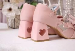 Sweet High-Heeled Heart Hollow Lolita Sandals -Kawaii Fashion Shop Sweet High Heeled Heart Hollow Lolita Sandals 6