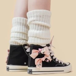 Sweet Japanese Black High-Top Canvas Shoes -Kawaii Fashion Shop Sweet Japanese Black High Top Canvas Shoes 1