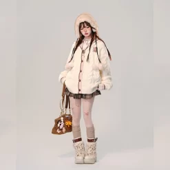 Sweet Korean Style Knitted Hooded Sweater -Kawaii Fashion Shop Sweet Korean Style Knitted Hooded Sweater 1
