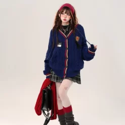 Sweet Korean Style Knitted Hooded Sweater -Kawaii Fashion Shop Sweet Korean Style Knitted Hooded Sweater 7