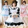 Kawaii Sweet Lolita Maid Bow Dress Set -Kawaii Fashion Shop Sweet Lolita Maid Bow Dress Girl Women Uniform Princess Dresses Kawaii Cosplay Costume C818