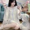 Sweet Lolita Style Princess Dress 1 Sweet Lolita Style Princess Dress -Kawaii Fashion Shop Sweet Lolita Style Princess Sleeping Dress Women Vintage Kawaii Lace Mesh Nightdress Girly Harajuku Cute Pajamas