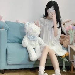 Sweet Lolita Style Princess Dress 11 Sweet Lolita Style Princess Dress -Kawaii Fashion Shop Sweet Lolita Style Princess Sleeping Dress Women Vintage Kawaii Lace Mesh Nightdress Girly Harajuku Cute Pajamas 2