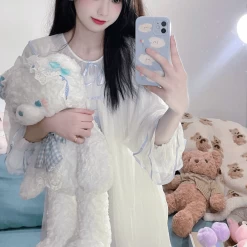 Sweet Lolita Style Princess Dress 12 Sweet Lolita Style Princess Dress -Kawaii Fashion Shop Sweet Lolita Style Princess Sleeping Dress Women Vintage Kawaii Lace Mesh Nightdress Girly Harajuku Cute Pajamas 3